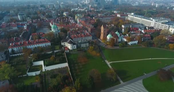 Vue Aérienne Par Drone De La Vieille Ville à Varsovie — Video