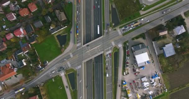 Aerial Overhead Shot Of Traffic Highway. — Stock Video