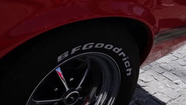 Eski bir Ford Mustang bir lastik yakın çekim