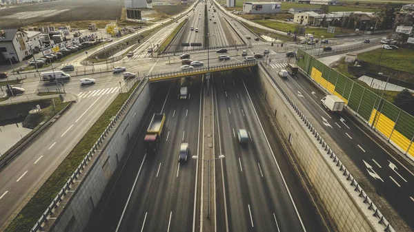 Otoyol kavşağı Varşova. Uçak fotoğraf.