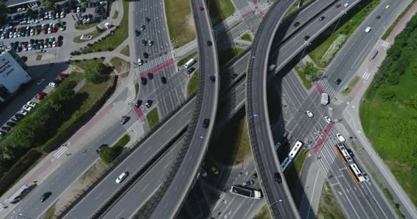 Highway Intersection Timelapse. Aerial View — Stock Video