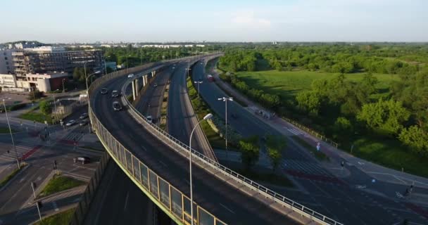 高速道路の交差点。航空写真ビュー — ストック動画