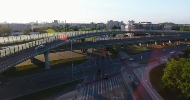 Drone Overhead Shot Of Cars Moving On A Highway — Stock Video