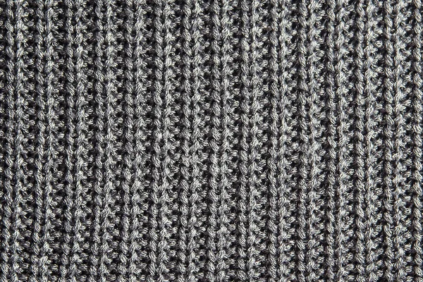 Dark gray knitting texture background or knitted pattern background. Knitting or knitted background close up view. — Stock Photo, Image