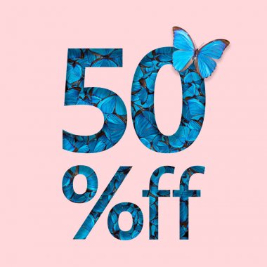 % 50 indirimli satış promosyon. Şık poster, afiş, reklam kavramı.
