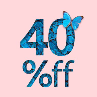 % 40 indirimli satış promosyon. Şık poster, afiş, reklam kavramı.