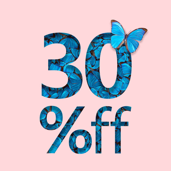 Скидка 30%. Концепция стильного плаката, баннера, рекламы
.