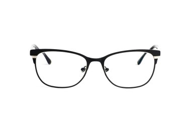 Beyaz arka plan üzerinde izole diyoptriden şık popüler siyah gözlüklü