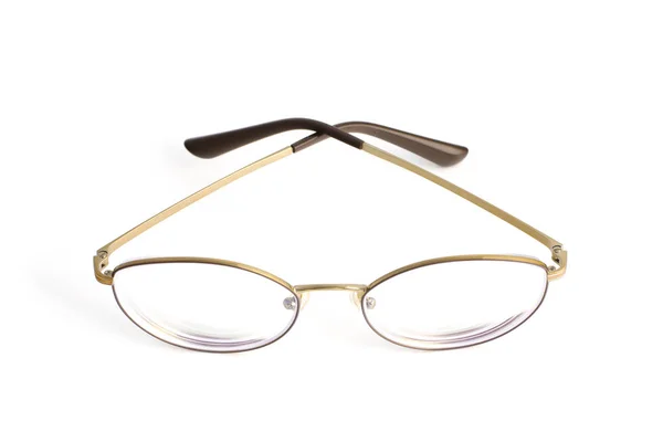 Стильные популярные тонкие круглые очки с диоптриями изолированы на белом фоне — стоковое фото