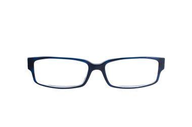 Beyaz arka plan üzerinde izole diyopter lens ile şık mavi gözlük