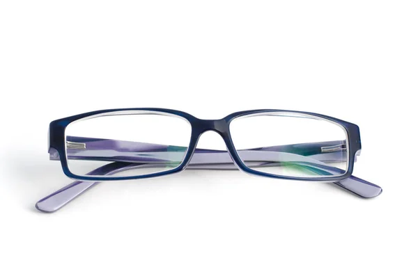 Elegante blaue Brille mit Dioptriengläsern isoliert auf weißem Hintergrund — Stockfoto