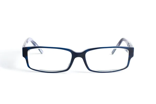 Óculos azuis elegantes com lentes diopter isoladas em fundo branco — Fotografia de Stock