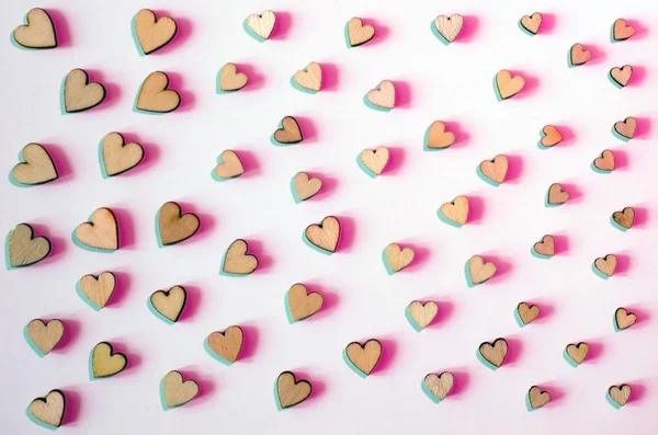 Textura Corazones Sobre Fondo Blanco Con Contornos Multicolores —  Fotos de Stock