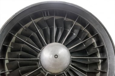 Jet Motor Türbin. Beyaz bir arka plan üzerinde Önden Görünüm.