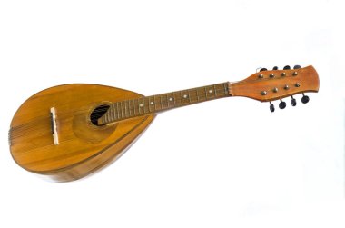Beyaz bir arka plan üzerinde izole mandolin. Barok dize müzik aleti.