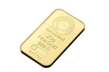 50 gram beyaz izole Bar basılan altın