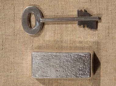 Döküm gümüş çubuklar ve kumaşın sert bir doku karşı güvenli anahtarı