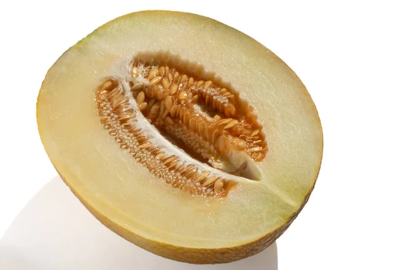 Halb Wassermelone Isoliert Auf Weißem Hintergrund Beliebtes Obst Selektiver Fokus — Stockfoto