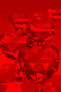 Kırmızı kalpler kristal