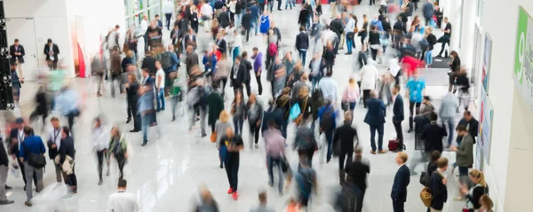 Blurred Anonymous Crowd People Walking Modern Hall — Stock Photo, Image