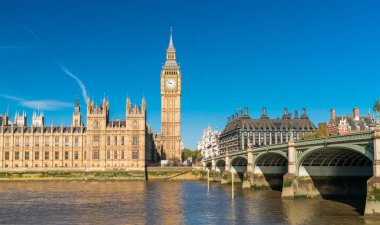 Londra Westminster Bridge ve Big Ben saat kulesi