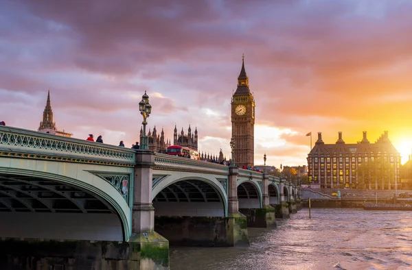 Puente Westminster Londres Torre Del Reloj Big Ben —  Fotos de Stock