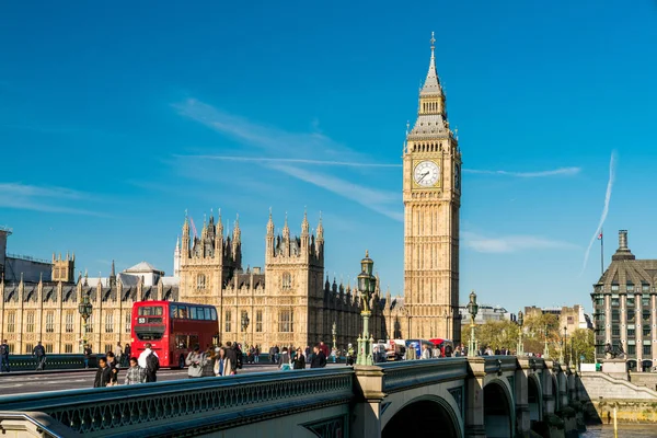 Γέφυρα Westminster Του Λονδίνου Και Πύργος Ρολογιού Του Big Ben — Φωτογραφία Αρχείου