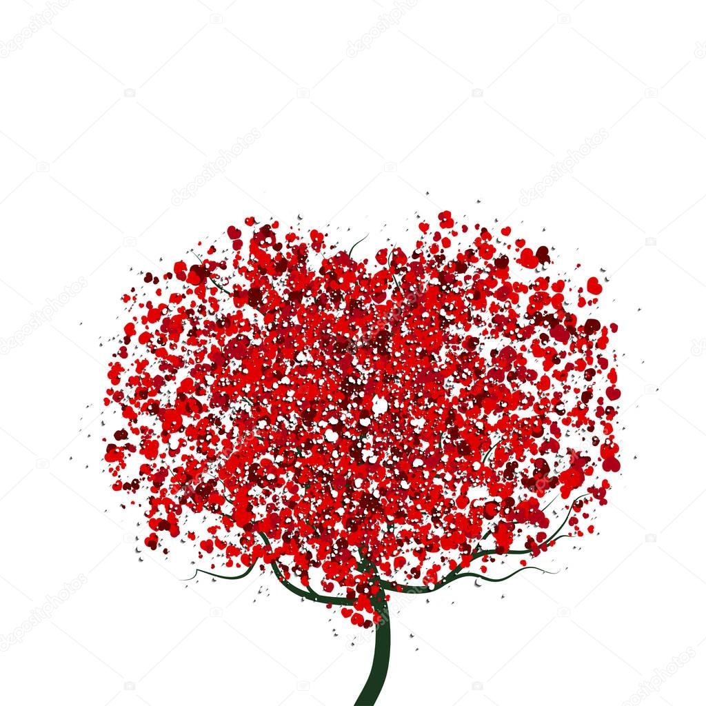 Valentine day tree with hearts