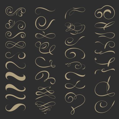 Vintage Calligraphic Page Design Elements Set 1 clipart