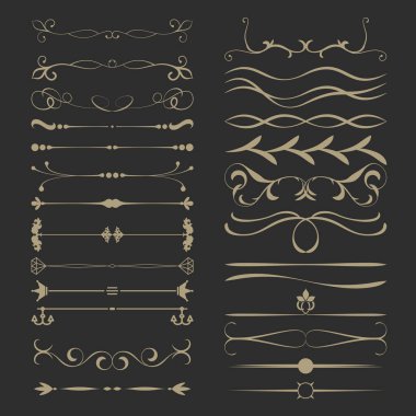 Vintage Calligraphic Design Page Dividers Set 1 clipart