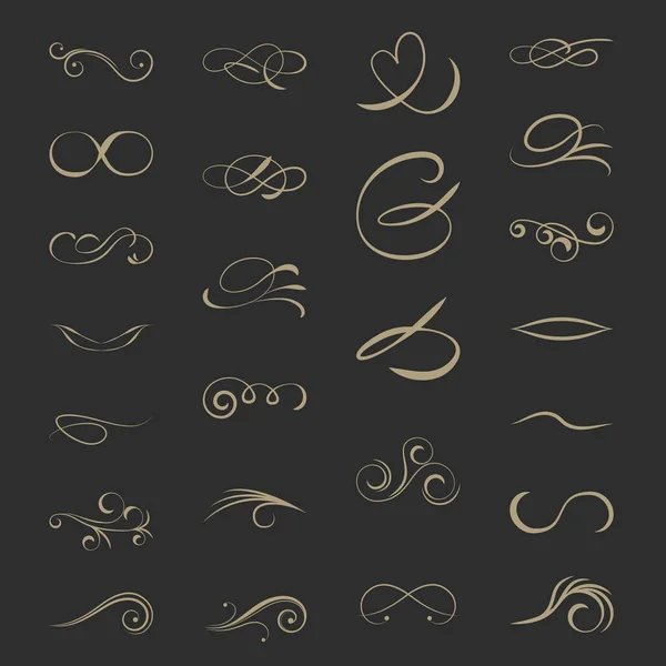 Vintage Calligraphic Page Elementy Projektowe Zestaw — Wektor stockowy