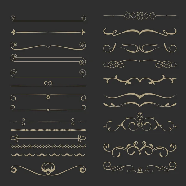 Vintage Calligraphic Design Page Dividers Set — Stock Vector