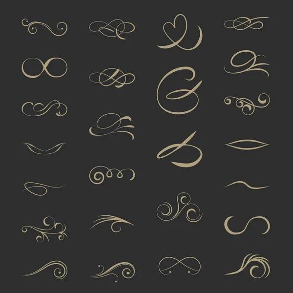 Vintage Calligraphic Page Design Elements Set — Stock Vector