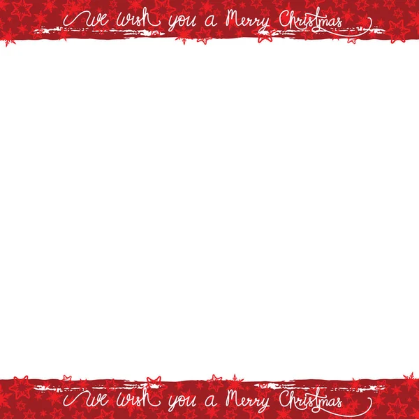 Rode Kerst Frame Met Letters Sneeuwvlokken — Stockvector