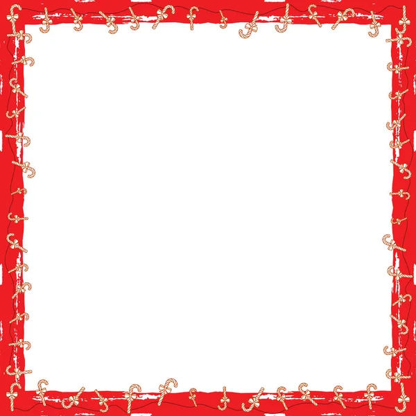 Natale Grunge Red Candy Frame — Vettoriale Stock