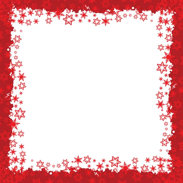 雪の結晶の赤いクリスマスフレーム — ストックベクタ