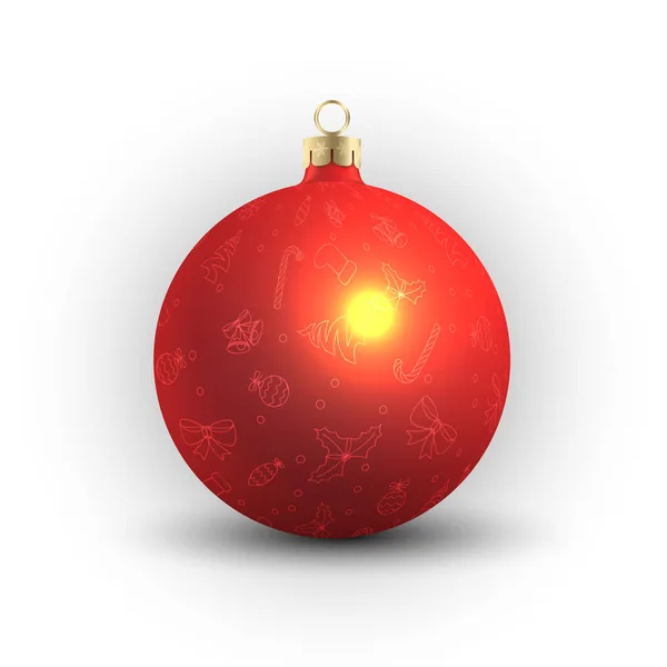 Boule Noël Avec Décorations Style Ligne — Image vectorielle