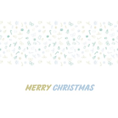 Şekerler, mücevherler, kutsal meyveler, çoraplar, çanlar ve kar taneleriyle kusursuz bir Noel deseni.