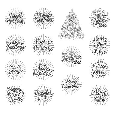 Bayramlık El Yazısı - Mutlu Yıllar ve Noel Tipografi Tasarım Elementleri