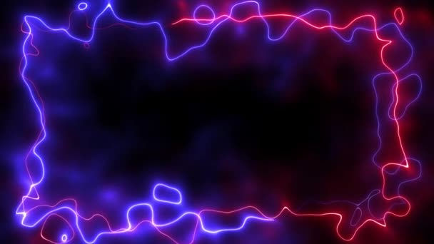 Seamless Looping Lightning Neon Energy Frame Background Border — Stockvideo