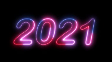 Kusursuz Döngü Mutlu Yıllar Neon Parıltısı Harf Animasyonu 2021