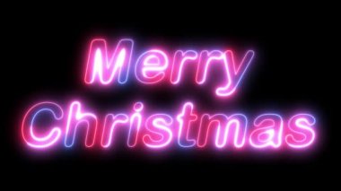 Kusursuz Döngülü Mutlu Noeller Neon Parıltısı Kara Arkaplanda Harflendirme Animasyonu