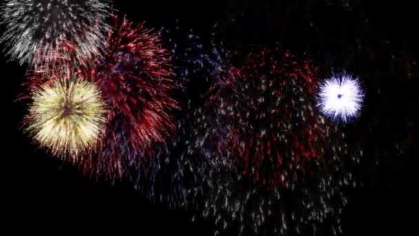 Dark New Year Background Colorful Fireworks Animation — Stock Video