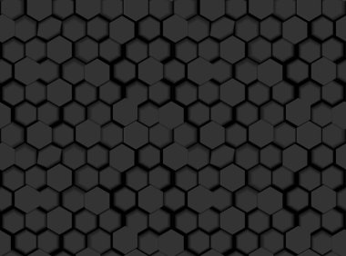 3d Altıgen ve Gölgeli Siyah Altıgen Desenli