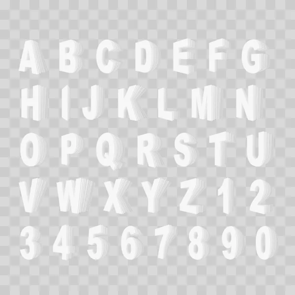 Buchstaben Und Zahlen Großbuchstaben Und Zahlen Papierstapel Stil — Stockvektor