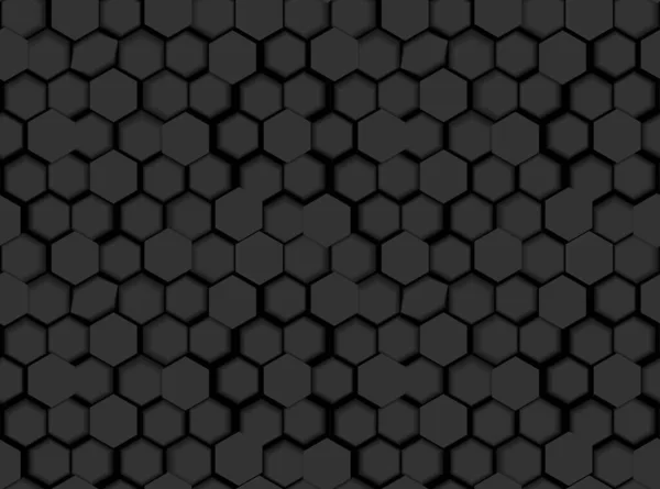 Black Seamless Hexagonal Pattern Texture Hexagons Shades — Stock Vector