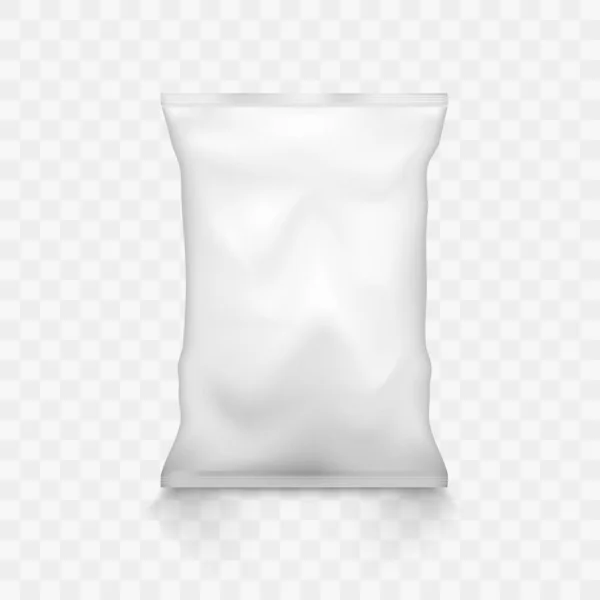 Blanco Vacío Bolsa Plástico Snack Embalaje Burla — Vector de stock