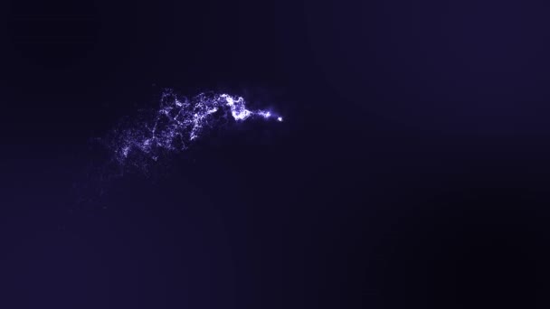 Gloeiende Magic Particle Trail Animatie Donkerblauwe Achtergrond — Stockvideo