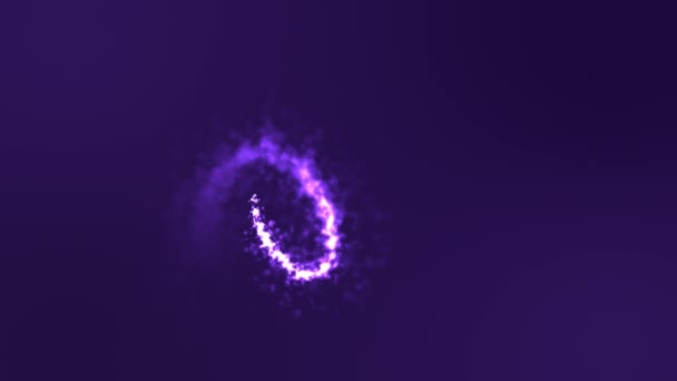 Glowing Magic Particle Trail Animation Dark Blue Background — Stock Video