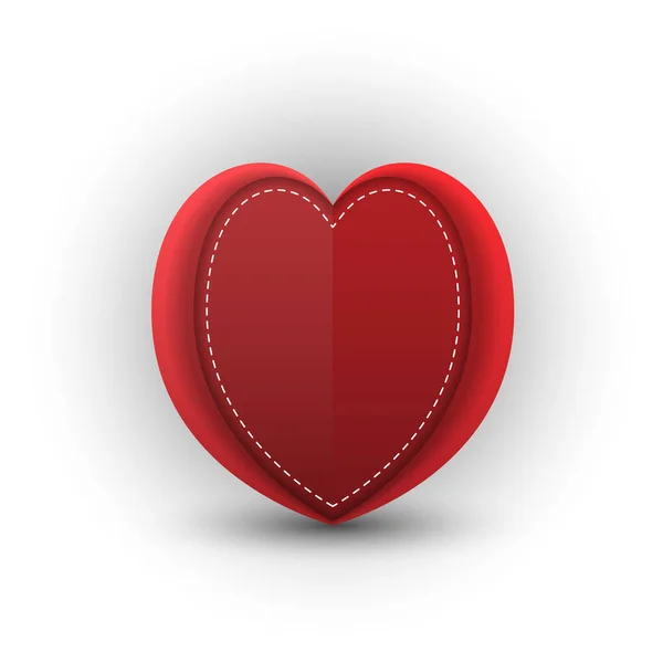 Red Stylish Elegant Stiched Heart Shape Sticker Valentines Day — Stockový vektor